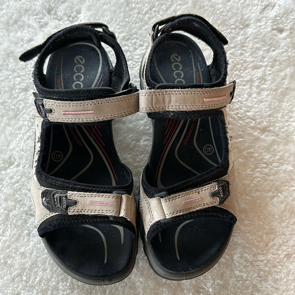 Ecco Beige Tan Strappy Sport Sandals